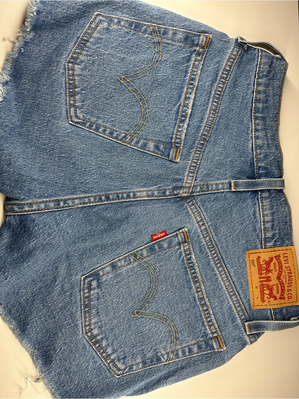 Levi's Light Blue Distressed Cutoff Jean Shorts - Picture 4 of 4